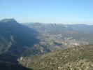 Author : Siberian Wolf 10, Comment : Vue depuis le donjon. En face le château de Peyrepertuse, à droite plus bas Cucugnan. On voit aussi la route qui monte vers le croisement du Grau de Maury (433m) depuis Cucugnan.